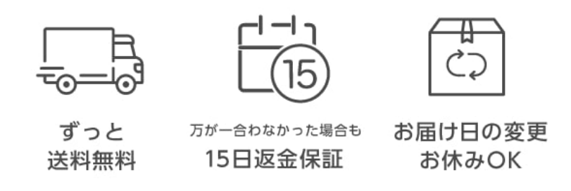 ずっと送料無料／15日返金保証／お届け日の変更・お休みOK